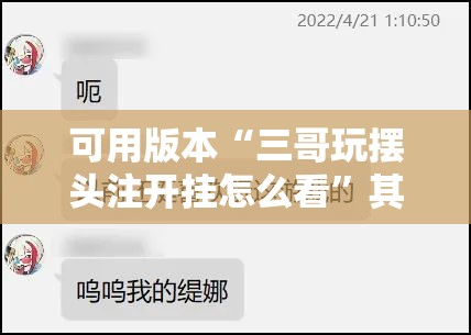 可用版本“三哥玩摆头注开挂怎么看	”其实确实有挂