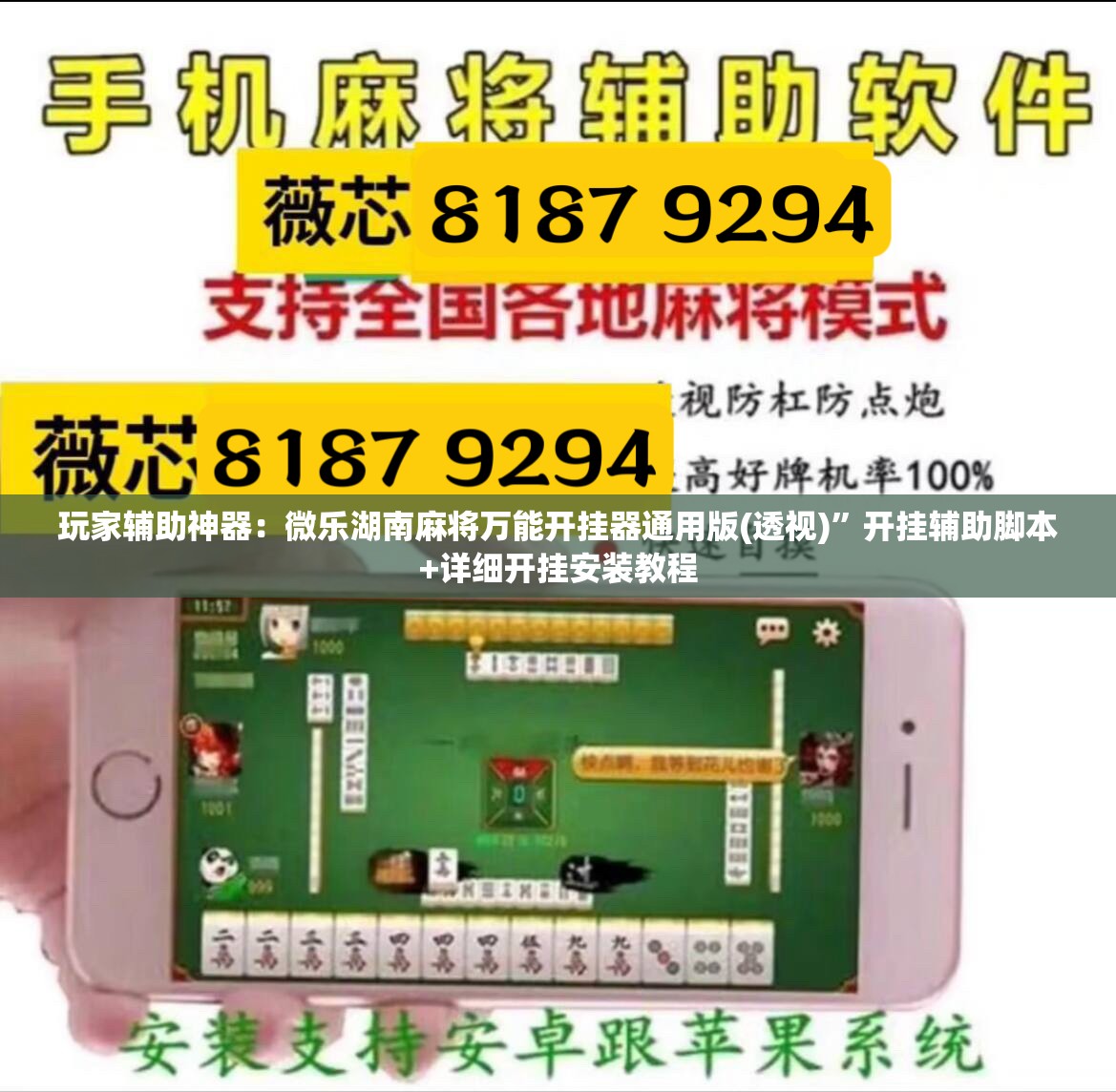 玩家辅助神器：微乐湖南麻将万能开挂器通用版(透视)”开挂辅助脚本+详细开挂安装教程