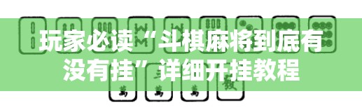 玩家必读“斗棋麻将到底有没有挂”详细开挂教程