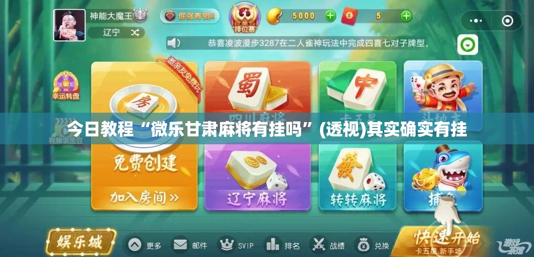 今日教程“微乐甘肃麻将有挂吗”(透视)其实确实有挂