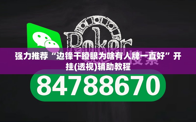 强力推荐“边锋干瞪眼为啥有人牌一直好”开挂(透视)辅助教程