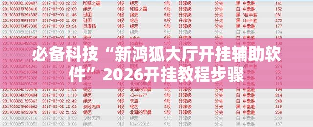 必备科技“新鸿狐大厅开挂辅助软件”2026开挂教程步骤