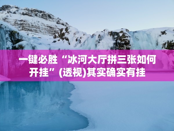 一键必胜“冰河大厅拼三张如何开挂”(透视)其实确实有挂