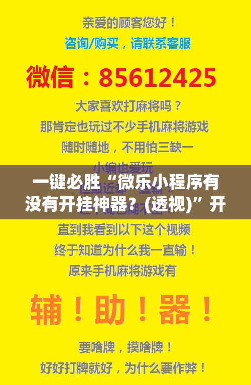 一键必胜“微乐小程序有没有开挂神器？(透视)”开挂辅助脚本+详细开挂安装教程