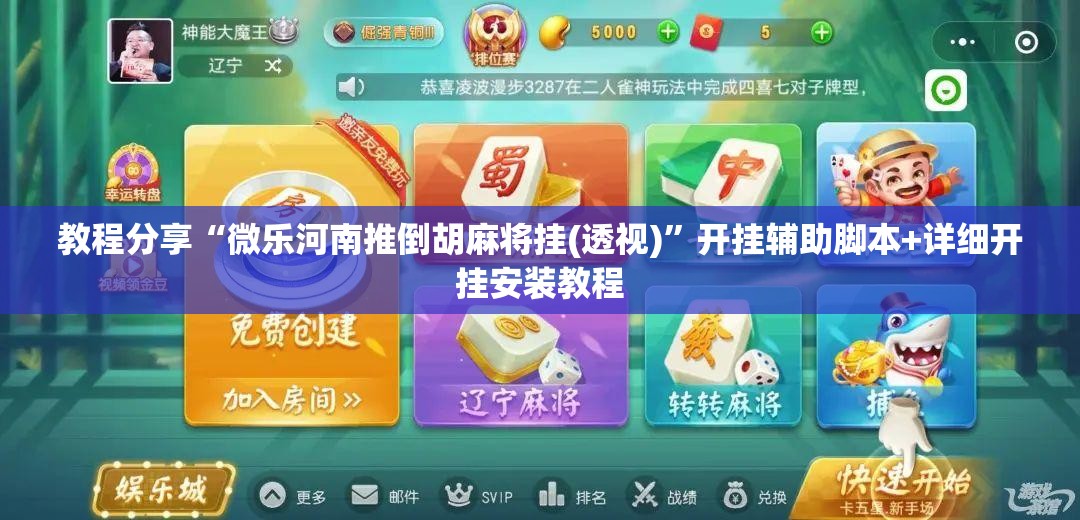 教程分享“微乐河南推倒胡麻将挂(透视)”开挂辅助脚本+详细开挂安装教程