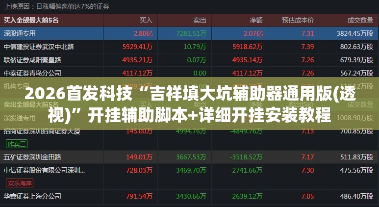 2026首发科技“吉祥填大坑辅助器通用版(透视)”开挂辅助脚本+详细开挂安装教程