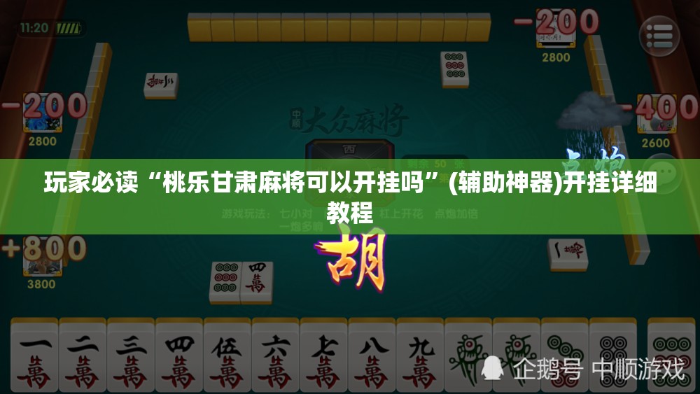 玩家必读“桃乐甘肃麻将可以开挂吗	”(辅助神器)开挂详细教程