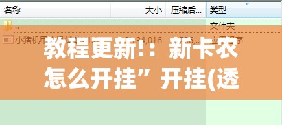 教程更新!：新卡农怎么开挂”开挂(透视)最新辅助详细