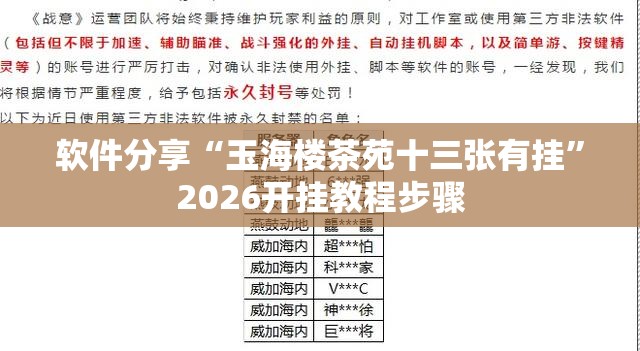 软件分享“玉海楼茶苑十三张有挂”2026开挂教程步骤