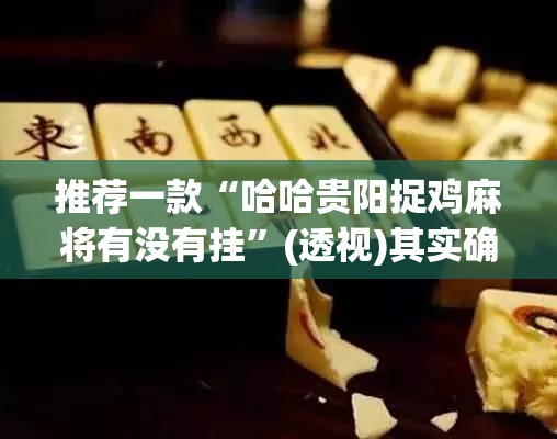 推荐一款“哈哈贵阳捉鸡麻将有没有挂”(透视)其实确实有挂