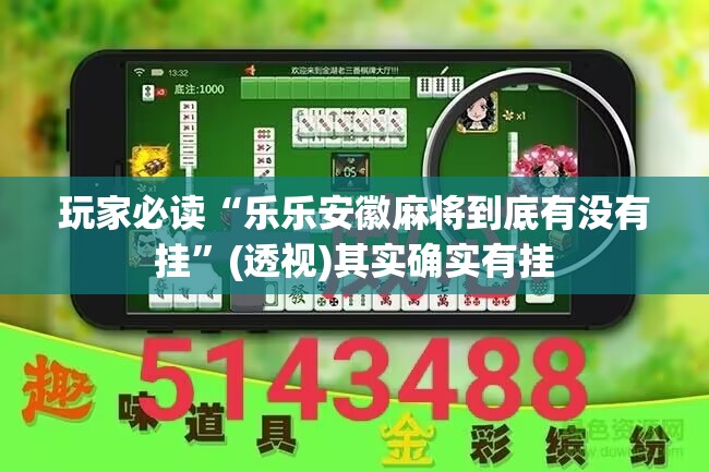玩家必读“乐乐安徽麻将到底有没有挂”(透视)其实确实有挂