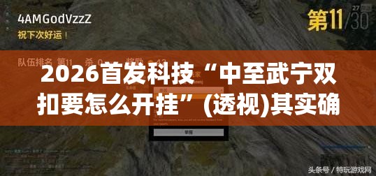 2026首发科技“中至武宁双扣要怎么开挂	”(透视)其实确实有挂