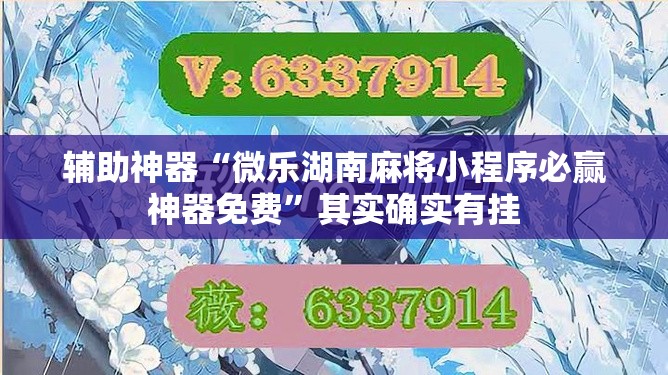 辅助神器“微乐湖南麻将小程序必赢神器免费”其实确实有挂