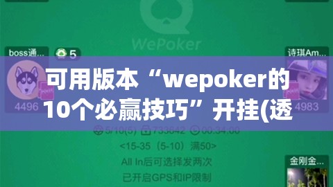 可用版本“wepoker的10个必赢技巧”开挂(透视)最新辅助详细
