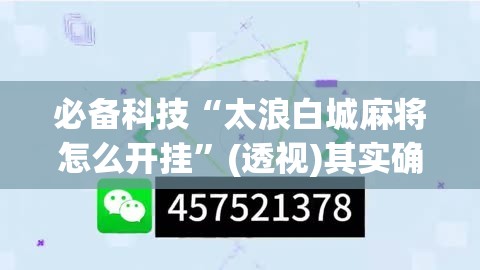 必备科技“太浪白城麻将怎么开挂”(透视)其实确实有挂