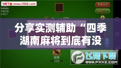 分享实测辅助“四季湖南麻将到底有没有挂	”其实确实有挂
