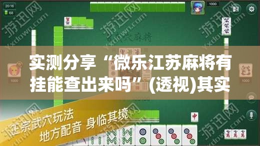 实测分享“微乐江苏麻将有挂能查出来吗”(透视)其实确实有挂