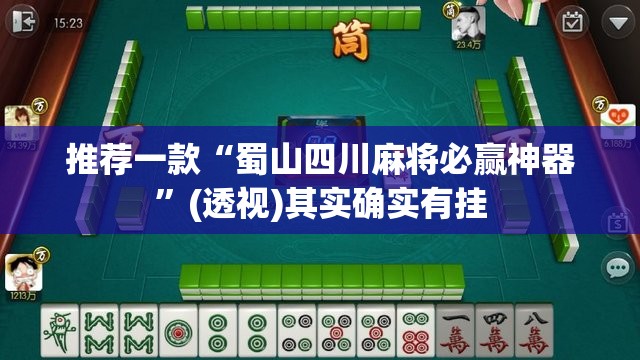 推荐一款“蜀山四川麻将必赢神器”(透视)其实确实有挂