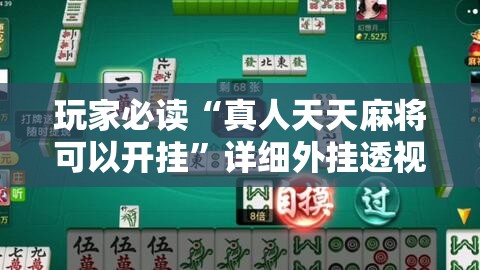 玩家必读“真人天天麻将可以开挂”详细外挂透视辅助软件教程