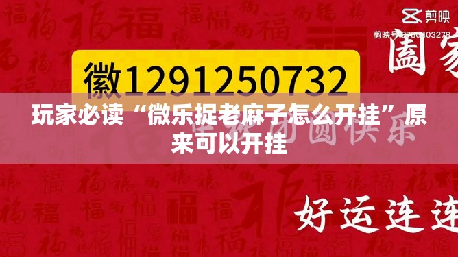 玩家必读“微乐捉老麻子怎么开挂”原来可以开挂