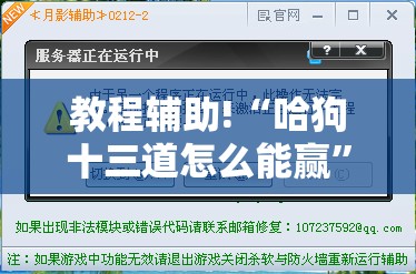 教程辅助!“哈狗十三道怎么能赢”详细外挂透视辅助软件教程