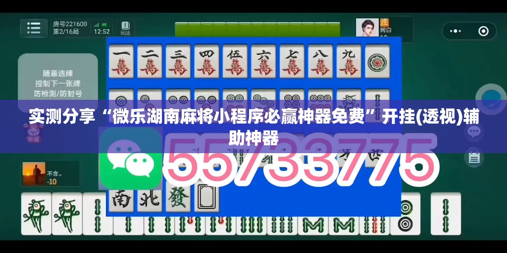 实测分享“微乐湖南麻将小程序必赢神器免费”开挂(透视)辅助神器