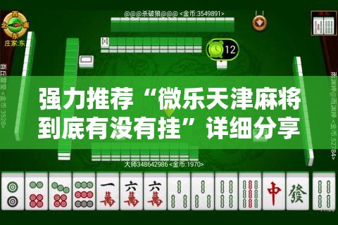 强力推荐“微乐天津麻将到底有没有挂”详细分享装挂步骤