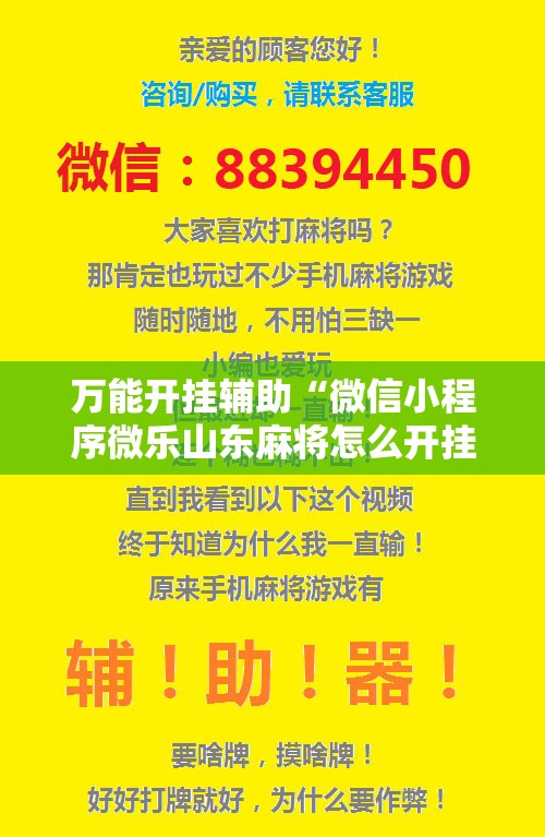 万能开挂辅助“微信小程序微乐山东麻将怎么开挂”细辅助教程分享