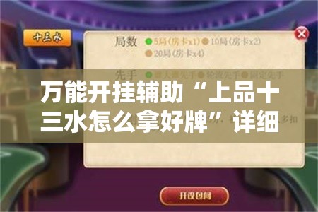 万能开挂辅助“上品十三水怎么拿好牌”详细分享装挂步骤