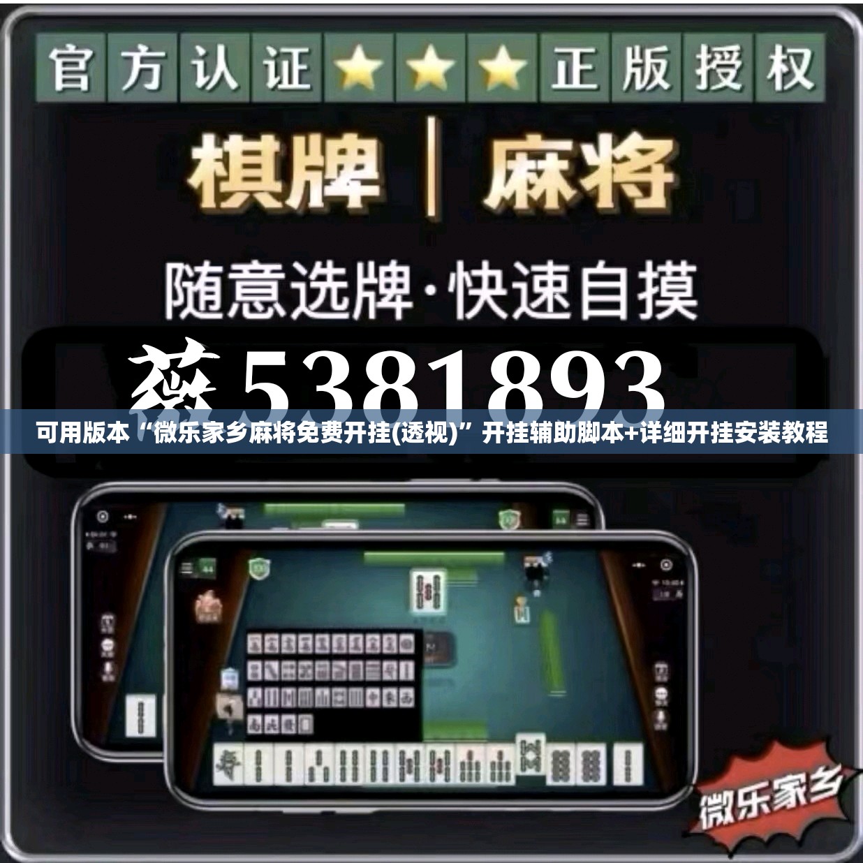 可用版本“微乐家乡麻将免费开挂(透视)”开挂辅助脚本+详细开挂安装教程