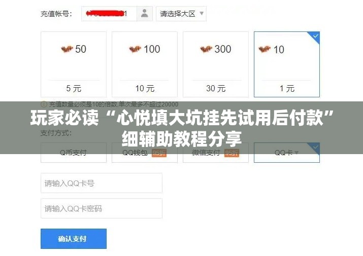 玩家必读“心悦填大坑挂先试用后付款	”细辅助教程分享
