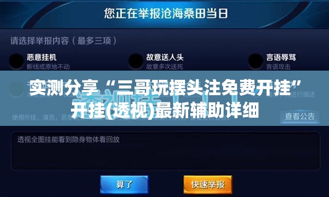 实测分享“三哥玩摆头注免费开挂”开挂(透视)最新辅助详细