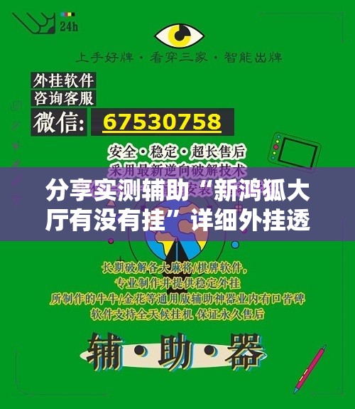 分享实测辅助“新鸿狐大厅有没有挂”详细外挂透视辅助软件教程