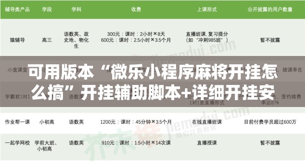 可用版本“微乐小程序麻将开挂怎么搞”开挂辅助脚本+详细开挂安装教程