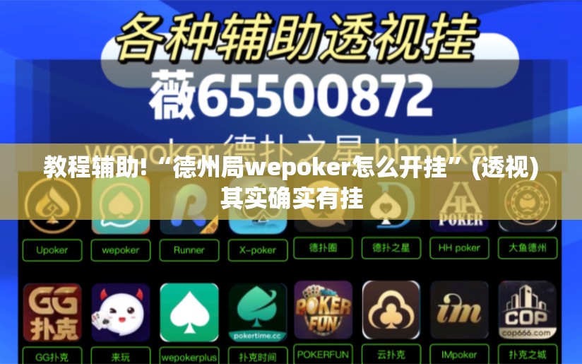 教程辅助!“德州局wepoker怎么开挂”(透视)其实确实有挂