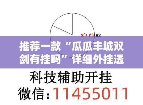 推荐一款“瓜瓜丰城双剑有挂吗”详细外挂透视辅助软件教程