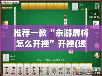 推荐一款“东游麻将怎么开挂”开挂(透视)辅助教程