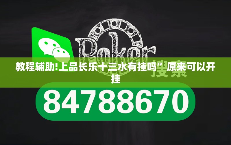 教程辅助!上品长乐十三水有挂吗”原来可以开挂